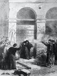 1871 Original Print FRANCE PARIS - WOMAN SHOT AT THE LOUVRE Franco Prussian War - Picture 1 of 2