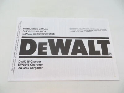 DeWALT Tool Instruction Manual Charger Model DW0245 #3458  - Image 1 of 3