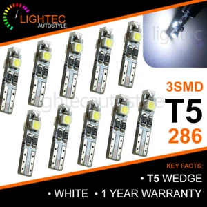 3 LED T5 286 Wedge SMD Canbus Error Free White Bulbs Dashboard Clocks 12V - Picture 1 of 11