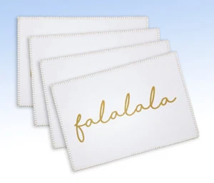 Set of 4 - Homewear Linens FA LA LA LA Holiday SPARKLE Placemats - Picture 1 of 1