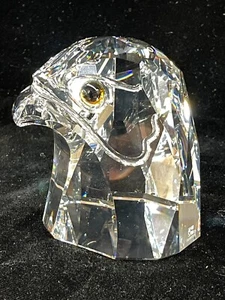 Swarovski 4" Falcon Head Crystal Giant Optik Paperweight Bust 7645 - Picture 1 of 7