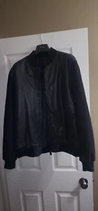 ZEGNA LUXURY MEN`S DARK BLUE LEATHER / FABRIC JACKET Sz LARGE  NEW - Bild 1 von 10
