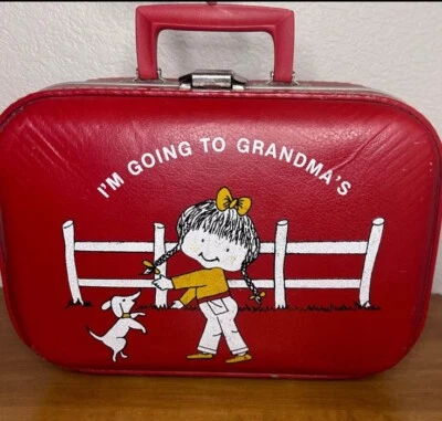 Vintage Red Going to Grandma's House Child's Suitcase 13 X 9 X 5” - Image 1 of 4