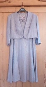 JACQUES VERT LADIES SPECIAL OCCASION EARL GREY DRESS & JACKET SUIT SIZE 16 - Picture 1 of 22