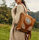 Myra Bag Nominal Canvas Leather & Hairon Brown Bag Backpack S-4390 Boho Western