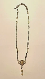 1928 Brand 20" Goldtone Necklace -Vintage Style w/ Faux Pearl - Picture 1 of 6