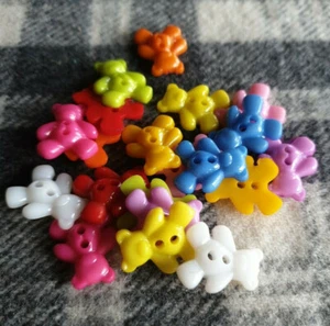 Large Mixed Buttons Kid Craft Novelty Fun Bears 16mm 20pcs - Picture 1 of 9