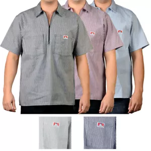 Camisa para hombre Ben Davis manga corta 1/2 con cremallera mezcla de algodón 2 bolsillos delanteros camiseta - Imagen 1 de 31