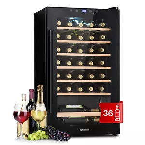 Weinkühlschrank 1 Zone 95 L Lagerschrank 36 Weinflaschen LED Touch Schwarz 43 dB - Bild 1 von 9