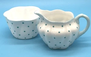 Shelley Blue /Turquoise Polka Dot CREAMER + SUGAR A+++ Condition-- - Picture 1 of 8