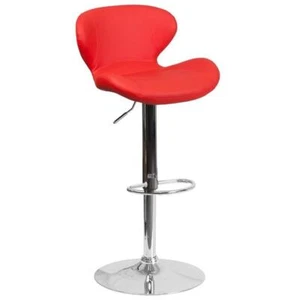 Flash Furniture Faux Leather Adjustable Bar Stool in Red - Picture 1 of 11