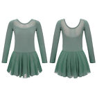 Kids Girls Ballet Dress Basic Activewear Long Sleeve Leotard Classic Dresses