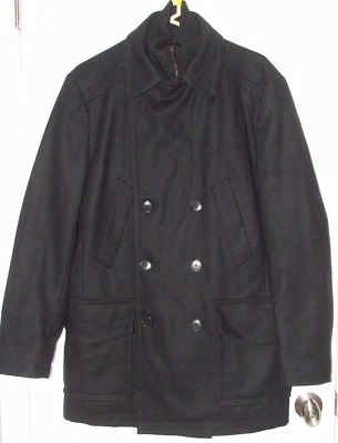 Peacoat Men's Black Wool Lined 6 Pockets Size US40 Medium - Image 1 of 4