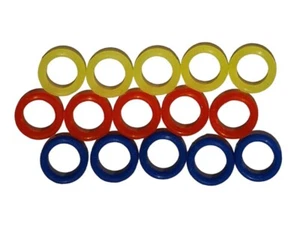 Anillos tóricos de silicona 15 piezas azul rojo amarillo bandas espaciadores artesanía junta multiusos - Imagen 1 de 2