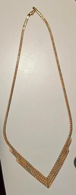 Collar Vintage 14k Tri Color Amarillo Blanco Rosa Oro Chevron V Damas 19" 12.9 Foto 1 de 4