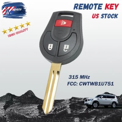 2X Remote Head Key Fob Uncut for 2013 - 2019 Nissan NV200 Cube Sentra CWTWB1U751 Foto 1 de 4