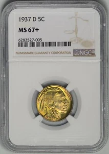 1937-D BUFFALO NICKEL NGC MS67+ * High-end Toned Gem * #6282527-005 - Picture 1 of 4