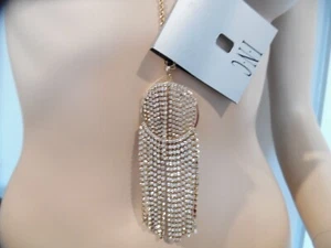 INC Gold Rhinestone Necklace - Double Layer Fringe- Stunning! - Picture 1 of 3