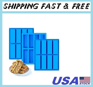 3 Pack Silicone Granola Bar Molds, 8 Cavity Rectangle Silicone Bar Molds for - Picture 1 of 7