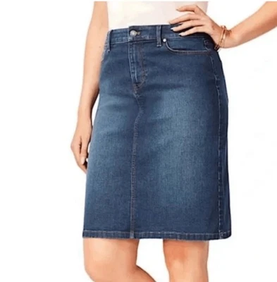 Talbots Denim Skirt Women’s Size 6 Pencil Dark Wash Stretchy - Image 1 of 4