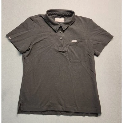 Figs Pro Pique Scrub Polo Shirt Womens Medium Black Pima Cotton Workwear Nurse - Image 1 of 4