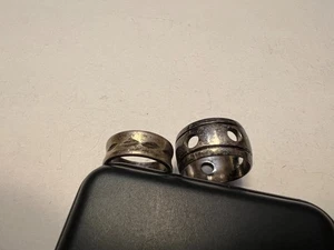 Pair Vintage Modernist Sterling Silver Rings Size -- See Mandrel Pics - Picture 1 of 15