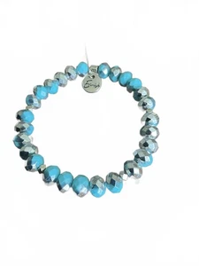 Erimish Blue Silver Metallic beaded bracelet - Picture 1 of 2