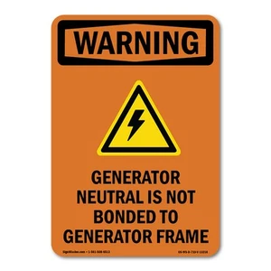 Generator Neutral ANSI Warning Sign Metal Plastic Decal - Picture 1 of 5