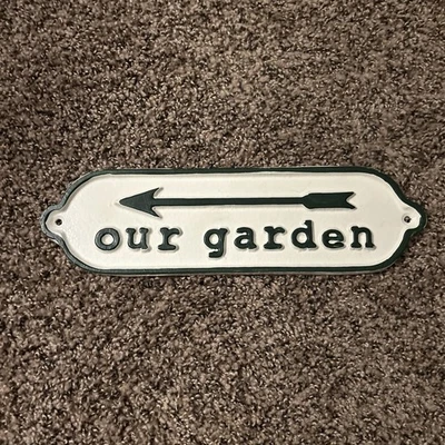 New Smith & Hawken Our Garden Aluminum Wall Sign  Green Letters 11.4" X 3.2" - Image 1 of 4
