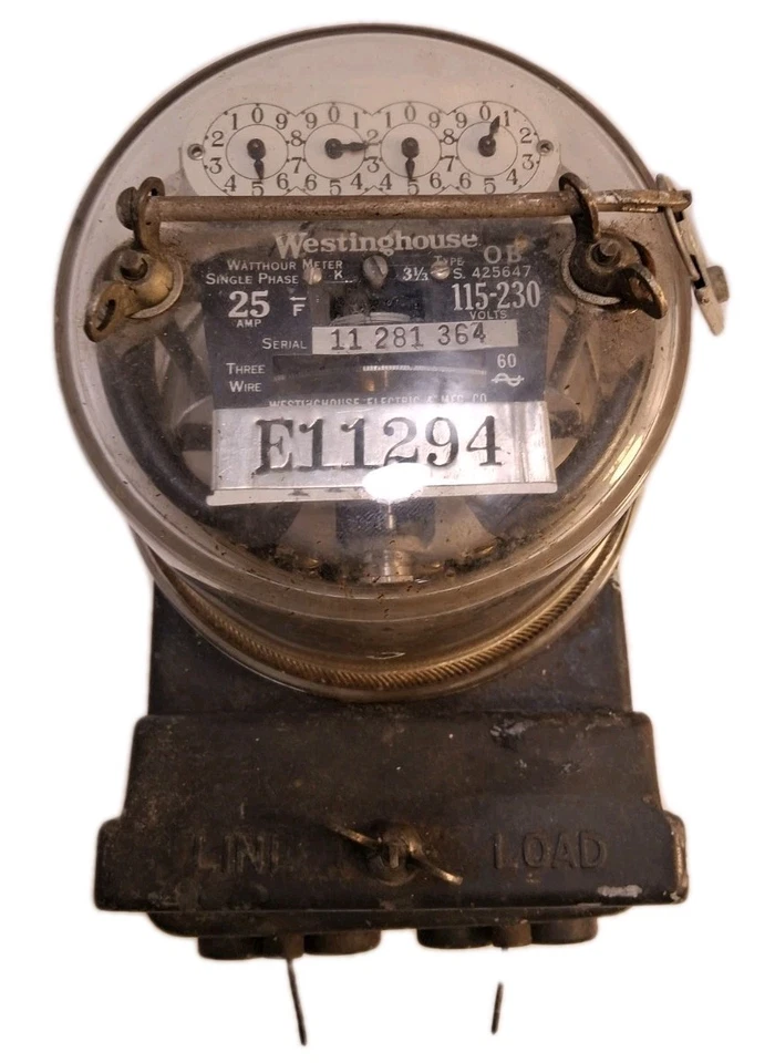 Vintage/ Antique Westinghouse Type OB Watthour Meter 25 Amp 115-230 Volts Sealed - Image 1 of 4