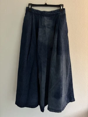 Zara Women's Denim Laser Print Midi Pleated Skirt Collection Color Blue Size S - Image 1 of 4