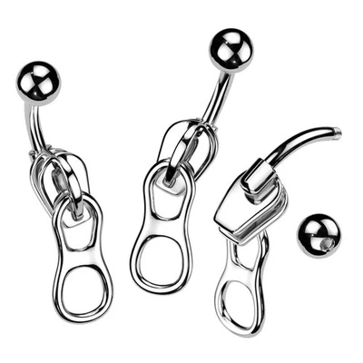 Anillo ombligo con cremallera de acero quirúrgico 316L Foto 1 de 3