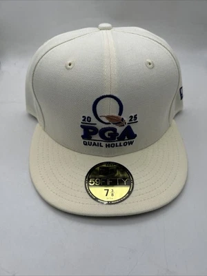PGA Championship 2025 Quail Hollow New Era 59Fifty Hat Cap Beige Size 7 3/8 New - Image 1 of 4