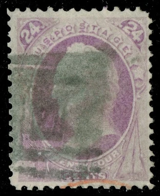 [V992] USA 1870 Scott#153 used 24¢ purple "Interesting Fancy cancel" - Image 1 of 3