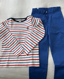 Petit Bateau Boys Long Sleeve Top and Chinos Pants, Size 8-10 - Picture 1 of 6