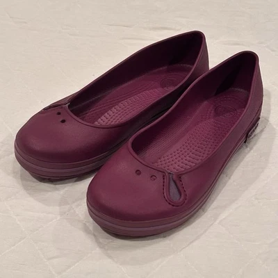Crocs крокодила женщин размер 7 сливы поскользнуться на комфорт балетки туфли Mary Jane - Изображение 1 из 4
