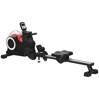 Foldable Water Rowing Machine With Wheels LCD Monitor Black - Image 1 of 4