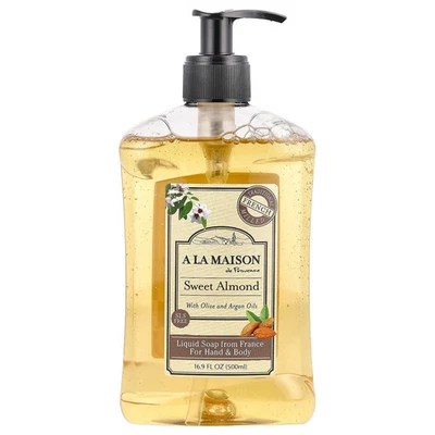Jabón líquido para manos y cuerpo, almendra dulce, 16,9 fl oz (500 ml) Foto 1 de 2