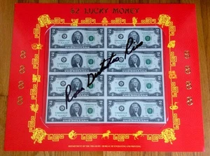 $2 8888 大吉利 Lucky Money Sheet 8 x$2 serial # 88888944 Signature Of Treasurer USA - Picture 1 of 6