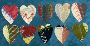 10 PRIMITIVE ANTIKE VINTAGE SCHNEIDER CRAZY QUILT FETTE HERZEN! Crafts CQ22-68 - Bild 1 von 1