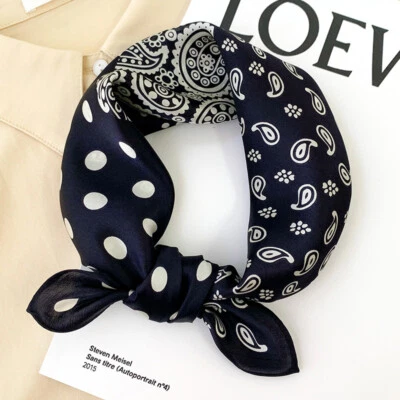 100%纯丝绸21英寸方形围巾女式头巾头巾领巾裹巾佩斯利 — 第 1/4 张图片