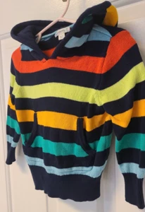 J Crew Kid’s Striped Colorful Hoodie Sweater Size 2 - Picture 1 of 6
