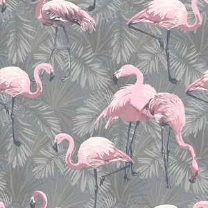 Flamingo Wallpaper Birds Animals Feathers Tropical Pink Quirky Exotic Wallpaper - Picture 1 of 7