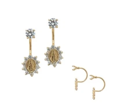 Pendientes Teléfono Guadalupe Virgen María Oro Amarillo 14k Foto 1 de 4