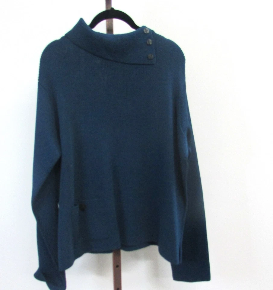 Anne Pedersen Women Teal Rollneck Tunic Sweater w Pockets Size XL - Image 1 of 2