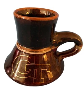 GEORGIA TECH VTG Wide Bottom Travel Ceramic Coffee Mug No Spill Non-Slip Pottery - Picture 1 of 7