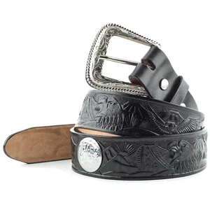 Westerngürtel Leder Western Country Style Stars & Stripes »WG-04« Schwarz - Picture 1 of 2