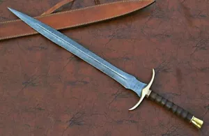 Viking Ranger Sword' Battle Ready, DAMASCUS STEEL Full Tang Brass Guard 31Inches - Picture 1 of 5