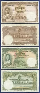 THAILANDIA NOTE 10 e 20 BAHT DEGLI ANNI '50 Re Rama IX - Foto 1 di 1