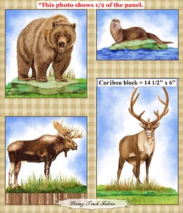 QT, "ONCE UPON A CABIN", ALASKA, KARIBU, BÄR, STOFFBAHN 24X42", 9 BLÖCKE - Bild 1 von 6